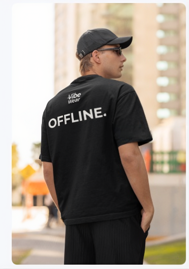 OFFLINE IS THE NEW LUXURY" Oversized Graphic T-Shirt