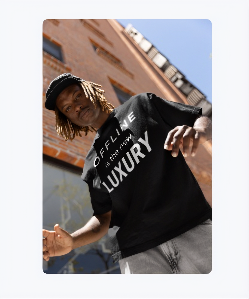 OFFLINE IS THE NEW LUXURY" Oversized Graphic T-Shirt